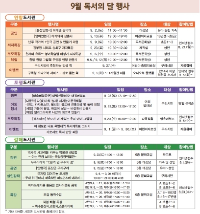 구리시 공공도서관,‘독서의 달’행사 다채롭게 마련