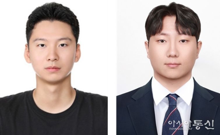 경상국립대학교(GNU) 공과대학 나노신소재융합공학과 석사과정 강호성 씨와 기계항공우주공학부 석사과정 최현민 씨(왼쪽부터).