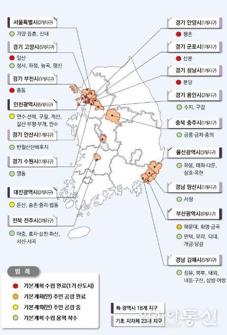 전국 노후계획도시 정비 추진 현황