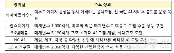 5개 정예팀 주요 성과 및 특징