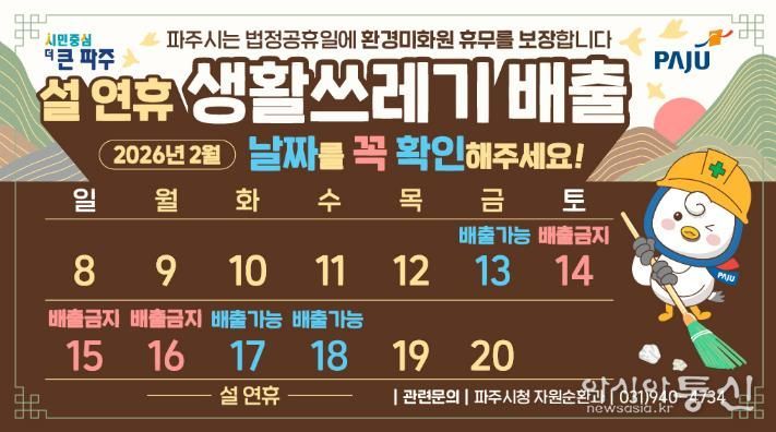 파주시, 쾌적한 명절 환경 조성을 위한 쓰레기 관리대책 추진